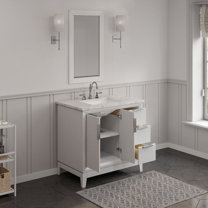 Kingston Elizabeth EL36CW01PW - 36 in. x 22 in. Bathroom Vanity Carrara White Marble Top, Pure White