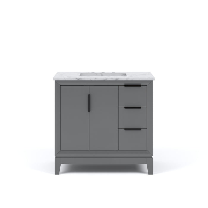Kingston Elizabeth EL36CW03CG - 36 in. x 22 in. Bathroom Vanity Carrara White Marble Top, Cashmere Grey