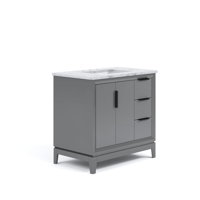 Kingston Elizabeth EL36CW03CG - 36 in. x 22 in. Bathroom Vanity Carrara White Marble Top, Cashmere Grey