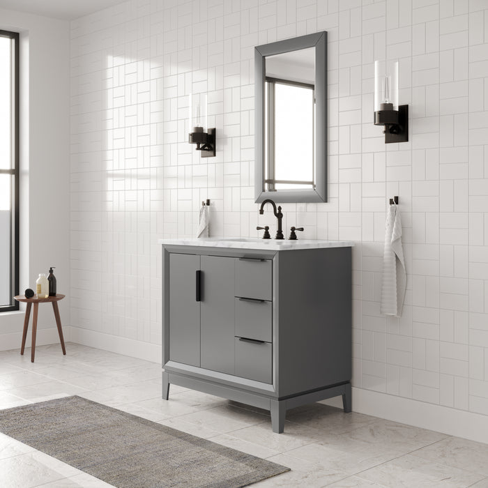 Kingston Elizabeth EL36CW03CG - 36 in. x 22 in. Bathroom Vanity Carrara White Marble Top, Cashmere Grey