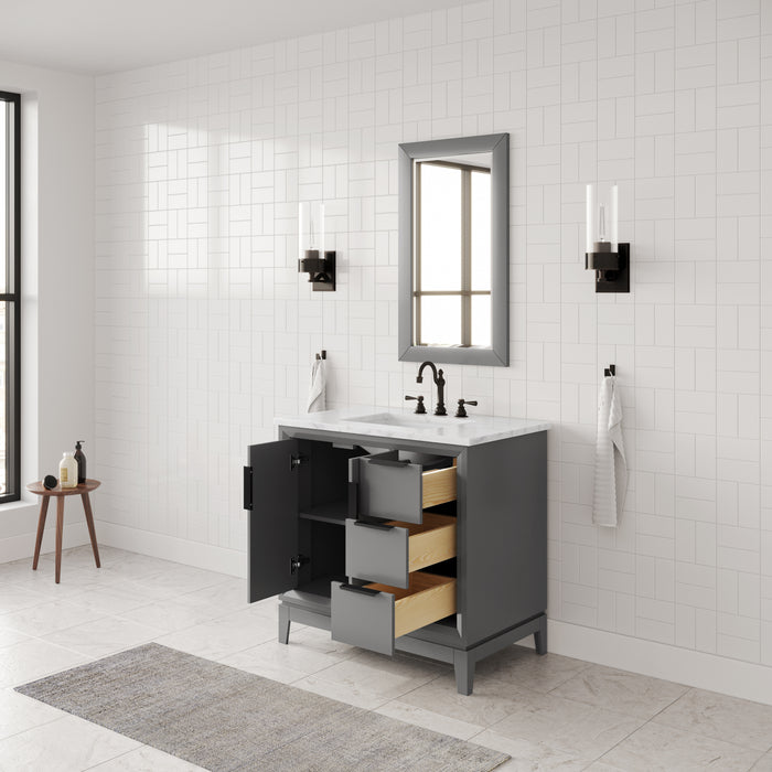 Kingston Elizabeth EL36CW03CG - 36 in. x 22 in. Bathroom Vanity Carrara White Marble Top, Cashmere Grey