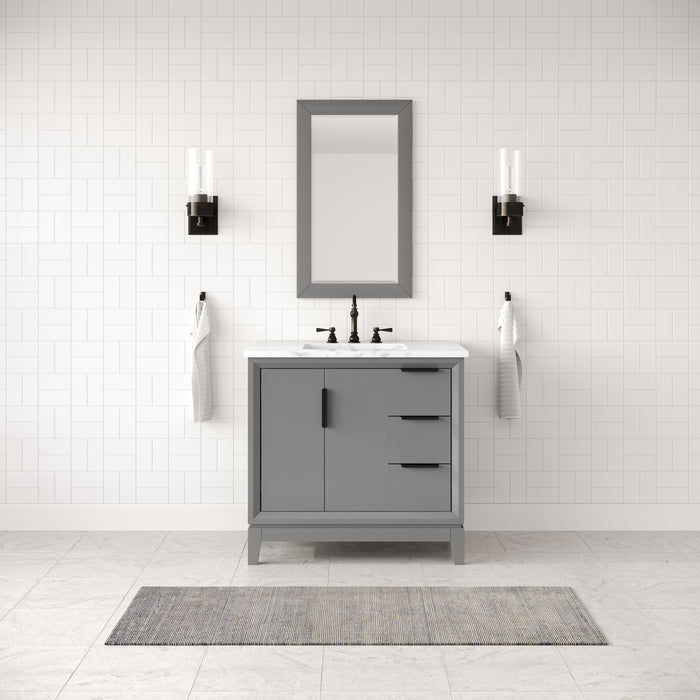 Kingston Elizabeth EL36CW03CG - 36 in. x 22 in. Bathroom Vanity Carrara White Marble Top, Cashmere Grey