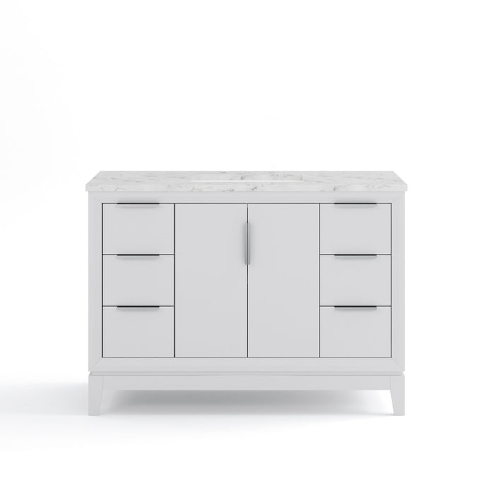 Kingston Elizabeth EL48CW01PW - 48 in. x 22 in. Bathroom Vanity Carrara White Marble Top, Pure White