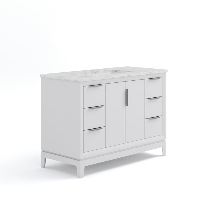 Kingston Elizabeth EL48CW01PW - 48 in. x 22 in. Bathroom Vanity Carrara White Marble Top, Pure White