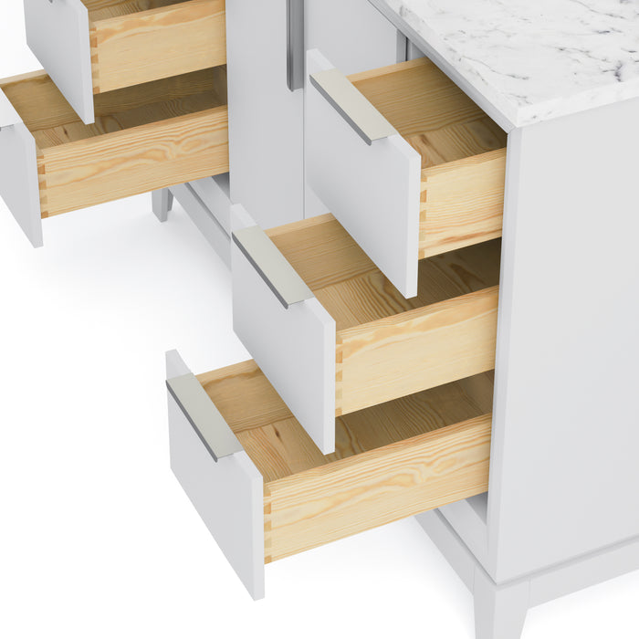 Kingston Elizabeth EL48CW01PW - 48 in. x 22 in. Bathroom Vanity Carrara White Marble Top, Pure White