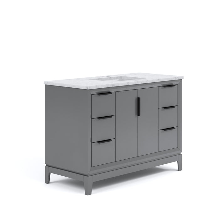 Kingston Elizabeth EL48CW03CG - 48 in. x 22 in. Bathroom Vanity Carrara White Marble Top, Cashmere Grey