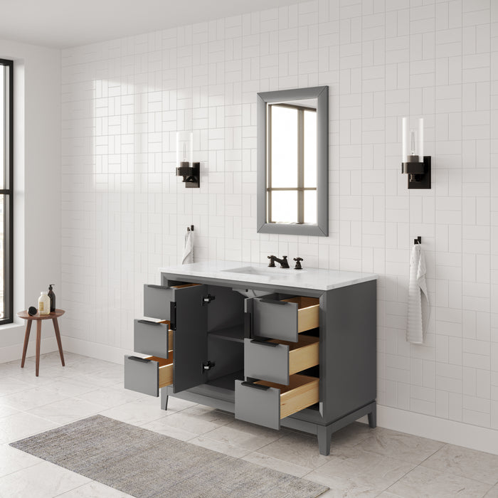 Kingston Elizabeth EL48CW03CG - 48 in. x 22 in. Bathroom Vanity Carrara White Marble Top, Cashmere Grey