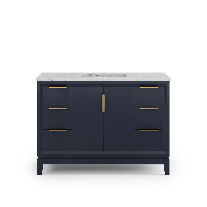 Kingston Elizabeth EL48CW06MB - 48 in. x 22 in. Bathroom Vanity Carrara White Marble Top and White Ceramic Basin, Monarch Blue