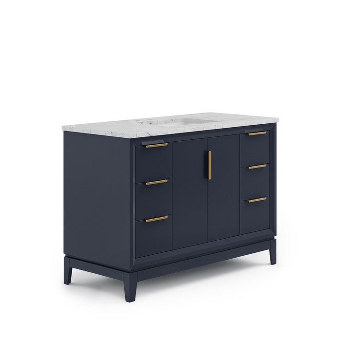 Kingston Elizabeth EL48CW06MB - 48 in. x 22 in. Bathroom Vanity Carrara White Marble Top and White Ceramic Basin, Monarch Blue