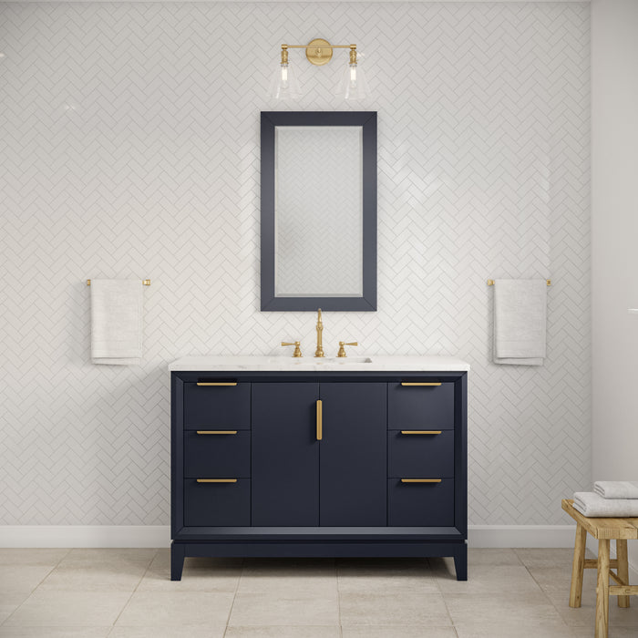 Kingston Elizabeth EL48CW06MB - 48 in. x 22 in. Bathroom Vanity Carrara White Marble Top and White Ceramic Basin, Monarch Blue