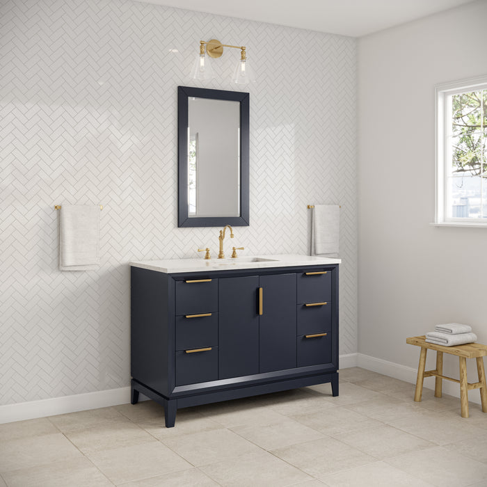 Kingston Elizabeth EL48CW06MB - 48 in. x 22 in. Bathroom Vanity Carrara White Marble Top and White Ceramic Basin, Monarch Blue