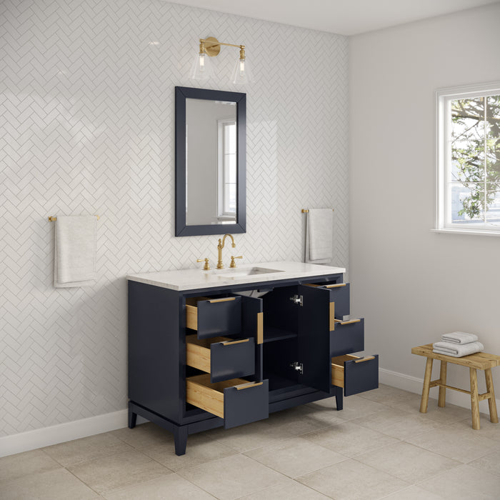 Kingston Elizabeth EL48CW06MB - 48 in. x 22 in. Bathroom Vanity Carrara White Marble Top and White Ceramic Basin, Monarch Blue