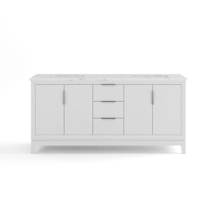 Kingston Elizabeth EL72CW01PW - 72 in. x 22 in. Bathroom Vanity Carrara White Marble Top and White Ceramic Basins, Pure White