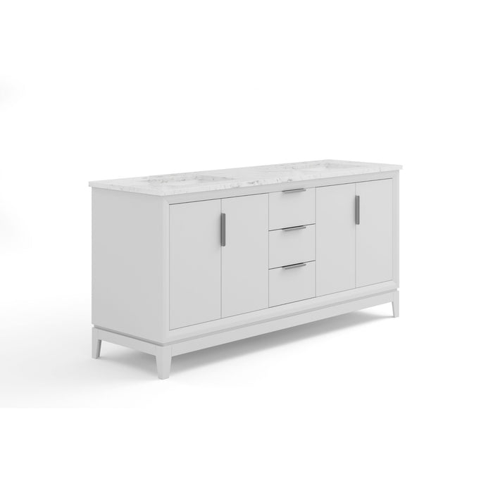 Kingston Elizabeth EL72CW01PW - 72 in. x 22 in. Bathroom Vanity Carrara White Marble Top and White Ceramic Basins, Pure White