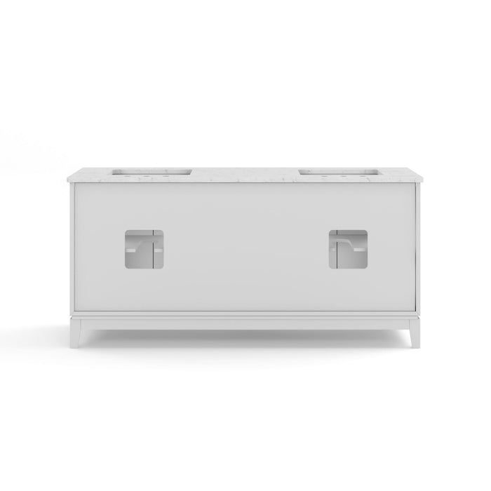Kingston Elizabeth EL72CW01PW - 72 in. x 22 in. Bathroom Vanity Carrara White Marble Top and White Ceramic Basins, Pure White