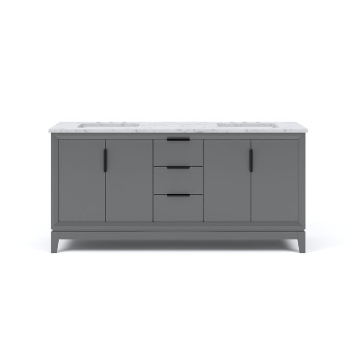 Kingston Elizabeth EL72CW03CG - 72 in. x 22 in. Bathroom Vanity Carrara White Marble Top and White Ceramic Basins, Cashmere Grey