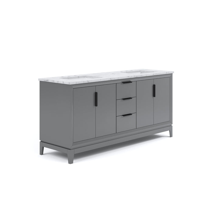 Kingston Elizabeth EL72CW03CG - 72 in. x 22 in. Bathroom Vanity Carrara White Marble Top and White Ceramic Basins, Cashmere Grey