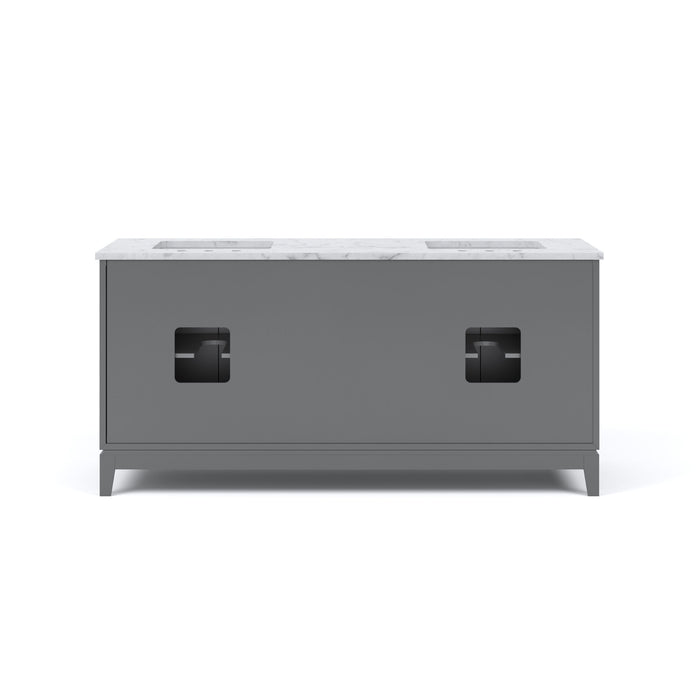 Kingston Elizabeth EL72CW03CG - 72 in. x 22 in. Bathroom Vanity Carrara White Marble Top and White Ceramic Basins, Cashmere Grey
