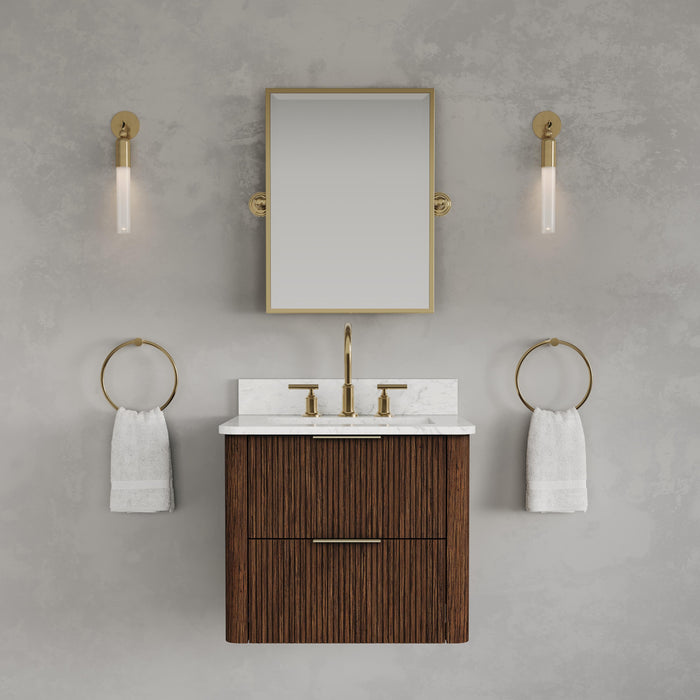 Kingston Eureka EU24EM00TO - 24 in. x 22 in. Bathroom Vanity Single Sink Freestanding with Carrara White Engineered Stone Top, Truffle Oak