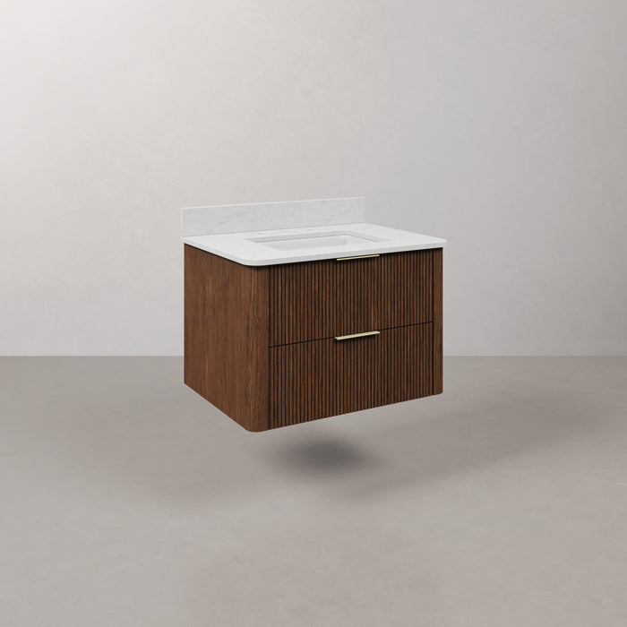 Kingston Eureka EU30EM00TO - 30 in. x 22 in. Bathroom Vanity Single Sink Freestanding with Carrara White Engineered Stone Top, Truffle Oak