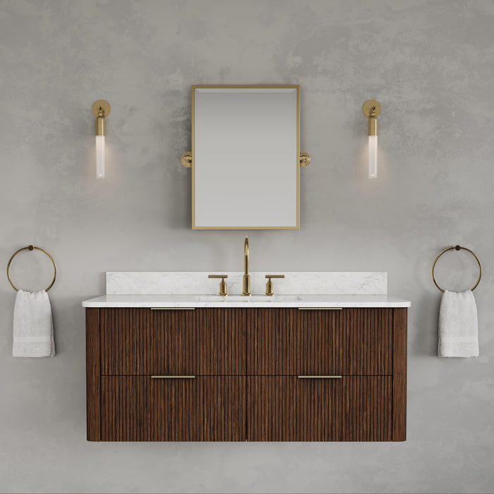 Kingston Eureka EU48EM00TO - 48 in. x 22 in. Bathroom Vanity Single Sink Freestanding with Carrara White Engineered Stone Top, Truffle Oak