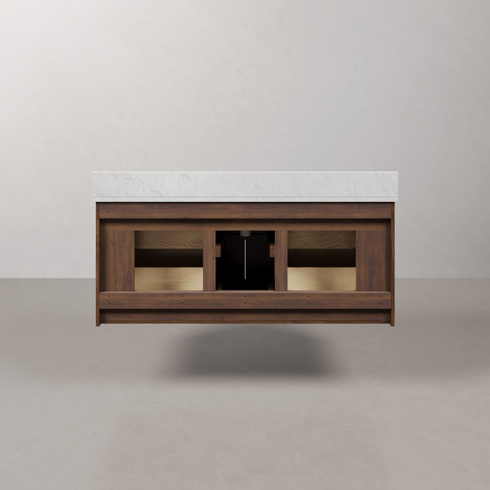 Kingston Eureka EU48EM00TO - 48 in. x 22 in. Bathroom Vanity Single Sink Freestanding with Carrara White Engineered Stone Top, Truffle Oak