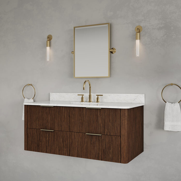 Kingston Eureka EU48EM00TO - 48 in. x 22 in. Bathroom Vanity Single Sink Freestanding with Carrara White Engineered Stone Top, Truffle Oak
