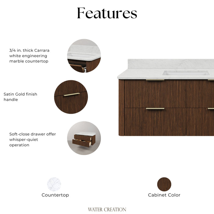 Kingston Eureka EU48EM00TO - 48 in. x 22 in. Bathroom Vanity Single Sink Freestanding with Carrara White Engineered Stone Top, Truffle Oak