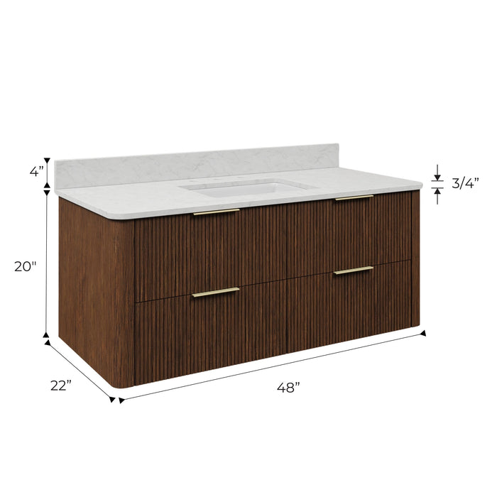 Kingston Eureka EU48EM00TO - 48 in. x 22 in. Bathroom Vanity Single Sink Freestanding with Carrara White Engineered Stone Top, Truffle Oak