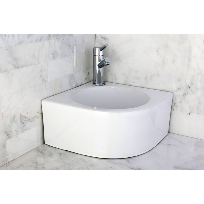 Manhattan EV1094 14-1/8 Inch Ceramic Corner Bathroom Sink (Single Hole), White