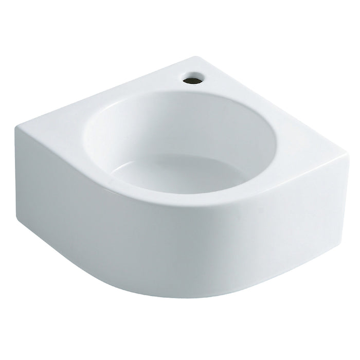 Manhattan EV1094 14-1/8 Inch Ceramic Corner Bathroom Sink (Single Hole), White