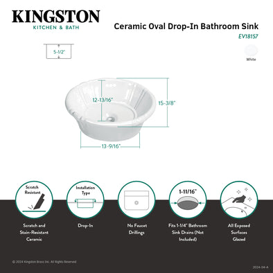 Kingston Heirloom EV18157 - Vintage 18-1/8 Inch Vitreous China Single