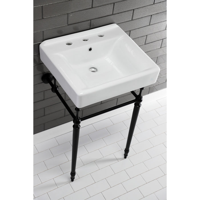 Concord EV2018W38 20-Inch Ceramic Console Sink Basin Only (8-Inch, 3-Hole), White