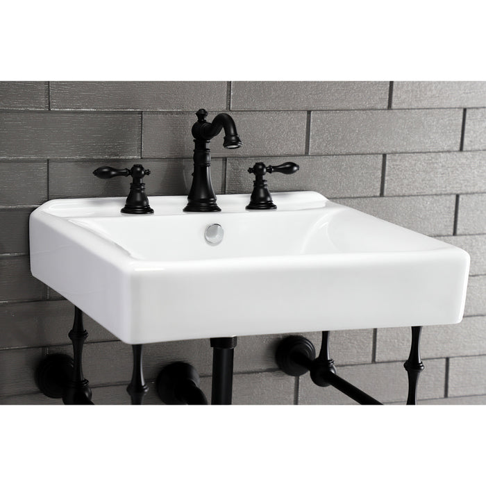 Concord EV2018W38 20-Inch Ceramic Console Sink Basin Only (8-Inch, 3-Hole), White