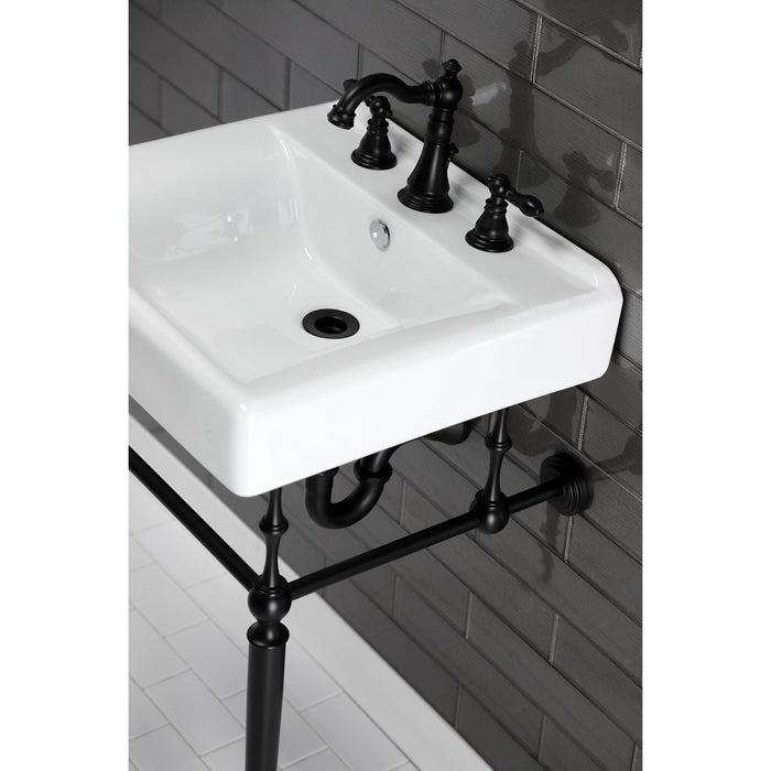 Concord EV2018W38 20-Inch Ceramic Console Sink Basin Only (8-Inch, 3-Hole), White
