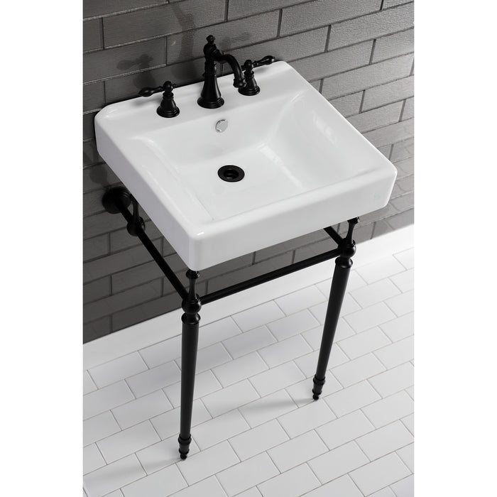 Concord EV2018W38 20-Inch Ceramic Console Sink Basin Only (8-Inch, 3-Hole), White