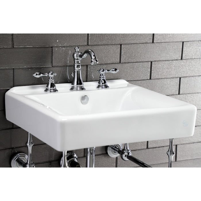Concord EV2018W38 20-Inch Ceramic Console Sink Basin Only (8-Inch, 3-Hole), White