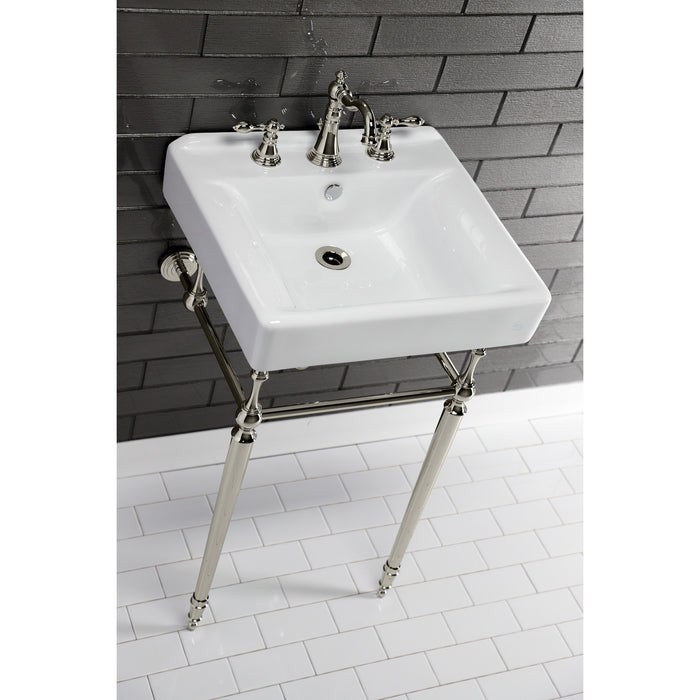 Concord EV2018W38 20-Inch Ceramic Console Sink Basin Only (8-Inch, 3-Hole), White
