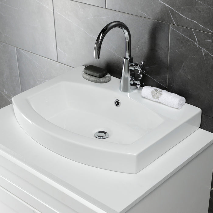 Kingston Inflection EV2418 24-Inch Ceramic Console Sink (1-Hole), White