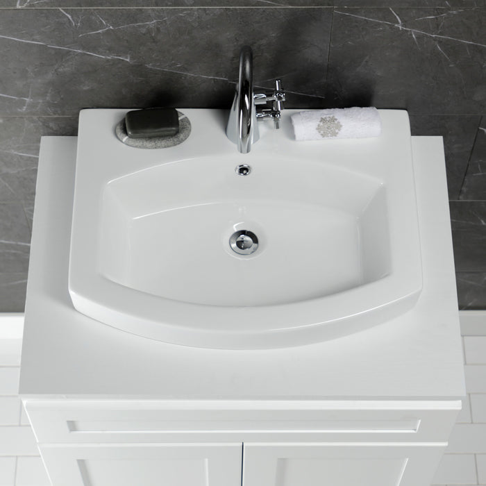 Kingston Inflection EV2418 24-Inch Ceramic Console Sink (1-Hole), White
