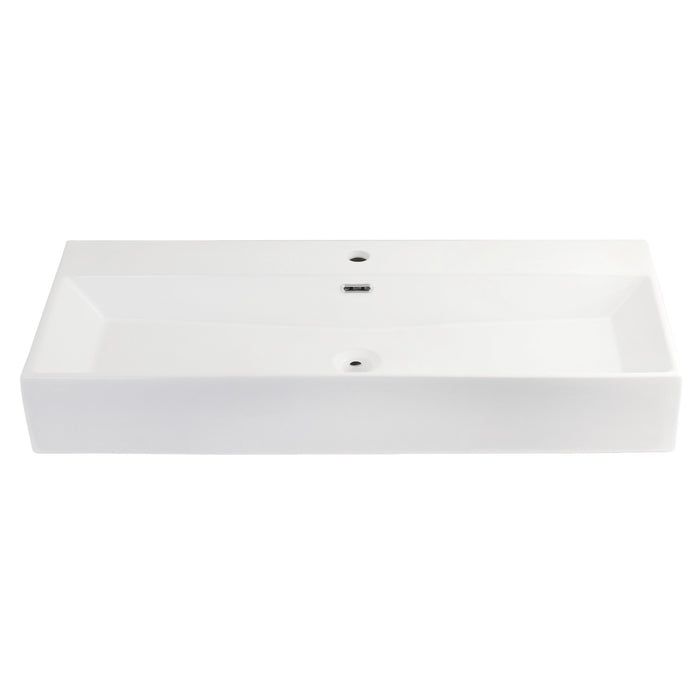 Kingston Sona EV3916 - Camilla 39-Inch Porcelain Rectangular Vessel Sink (Single-Hole), White