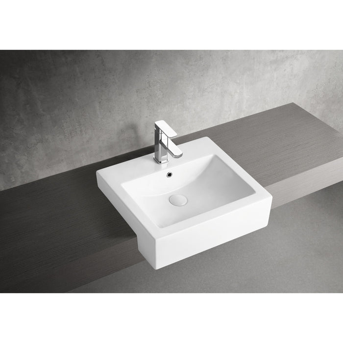 Kingston Sona EV4034 - Concord 21-1/4 Inch Ceramic Square Semi-Recessed Vessel Sink, White