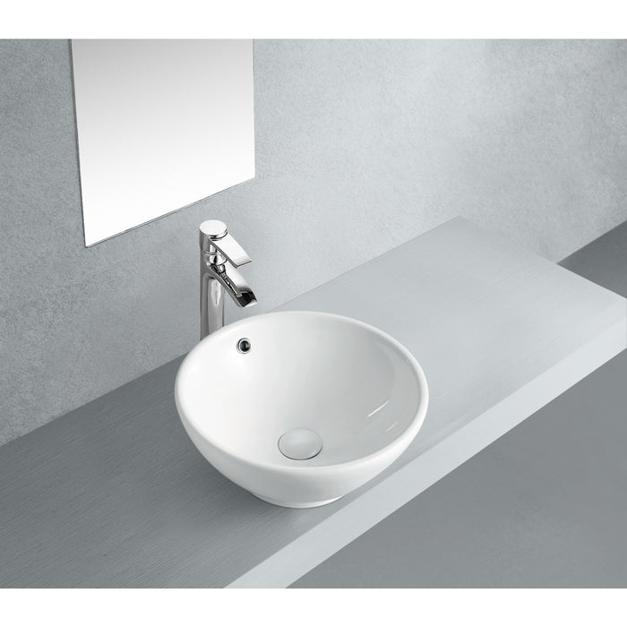 Perfection EV4129 15-3/4 Inch Ceramic Round Vessel Sink, White