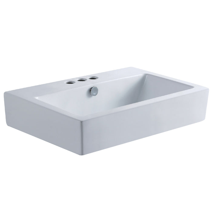 Kingston Sona EV4318W34 - Century 23-5/8 Inch Ceramic Rectangular Semi-Recessed Vessel Sink (4 Inch Centers), White
