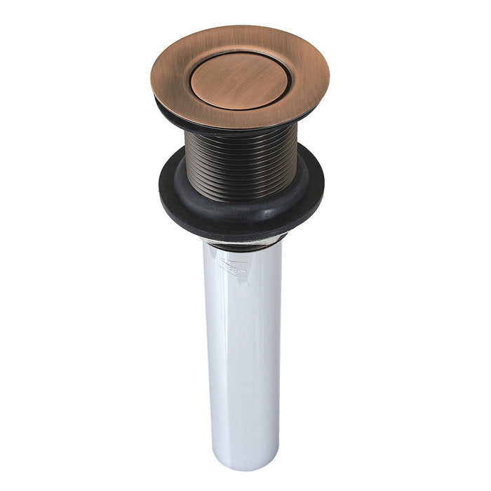 Kingston Trimscape EV800AC Brass Push Pop-Up Bathroom Sink Drain without Overflow, 22 Gauge, Antique Copper