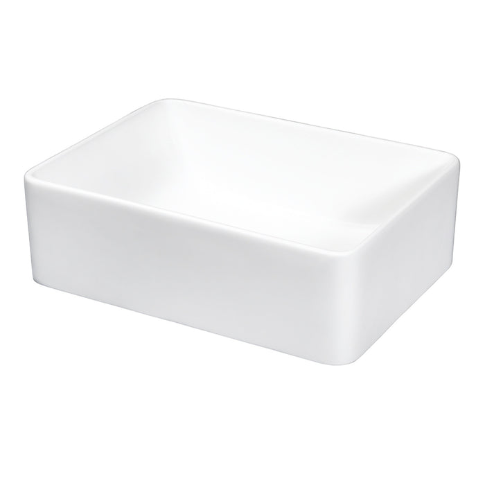 Arcticstone EVA20156 19-11/16 Inch Solid Surface White Stone Rectangular Vessel Sink, Matte White