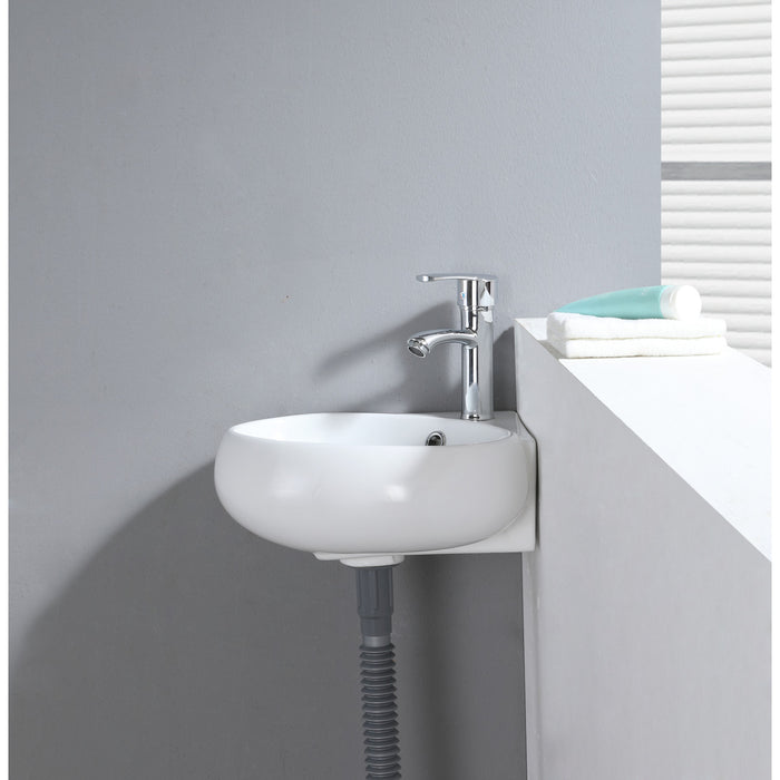 Kingston Sona EVC15154 - Minim 15-9/16 Inch Ceramic Corner Bathroom Sink (Single Hole), White