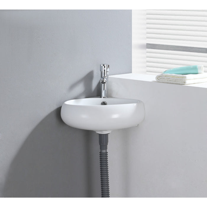 Kingston Sona EVC15154 - Minim 15-9/16 Inch Ceramic Corner Bathroom Sink (Single Hole), White