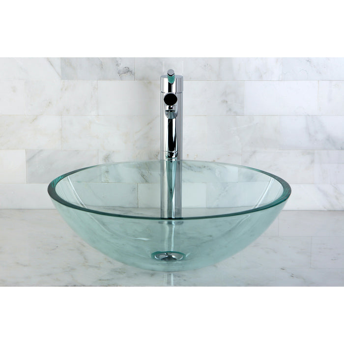 Kingston Templeton EVSPCC1 16-1/2 Inch Tempered Glass Round Vessel Sink, Crystal Clear