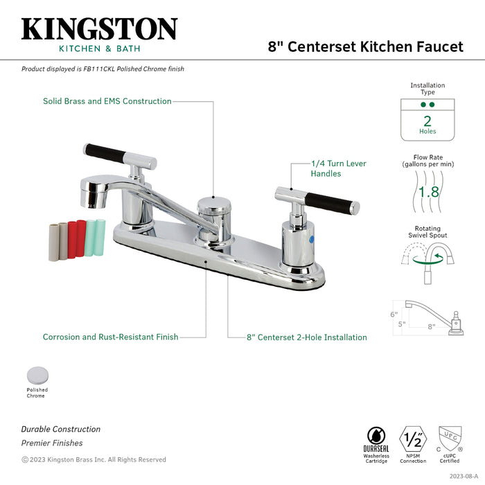 Kaiser FB111CKL Two-Handle 2-Hole Deck Mount 8" Centerset Kitchen Faucet, Polished Chrome